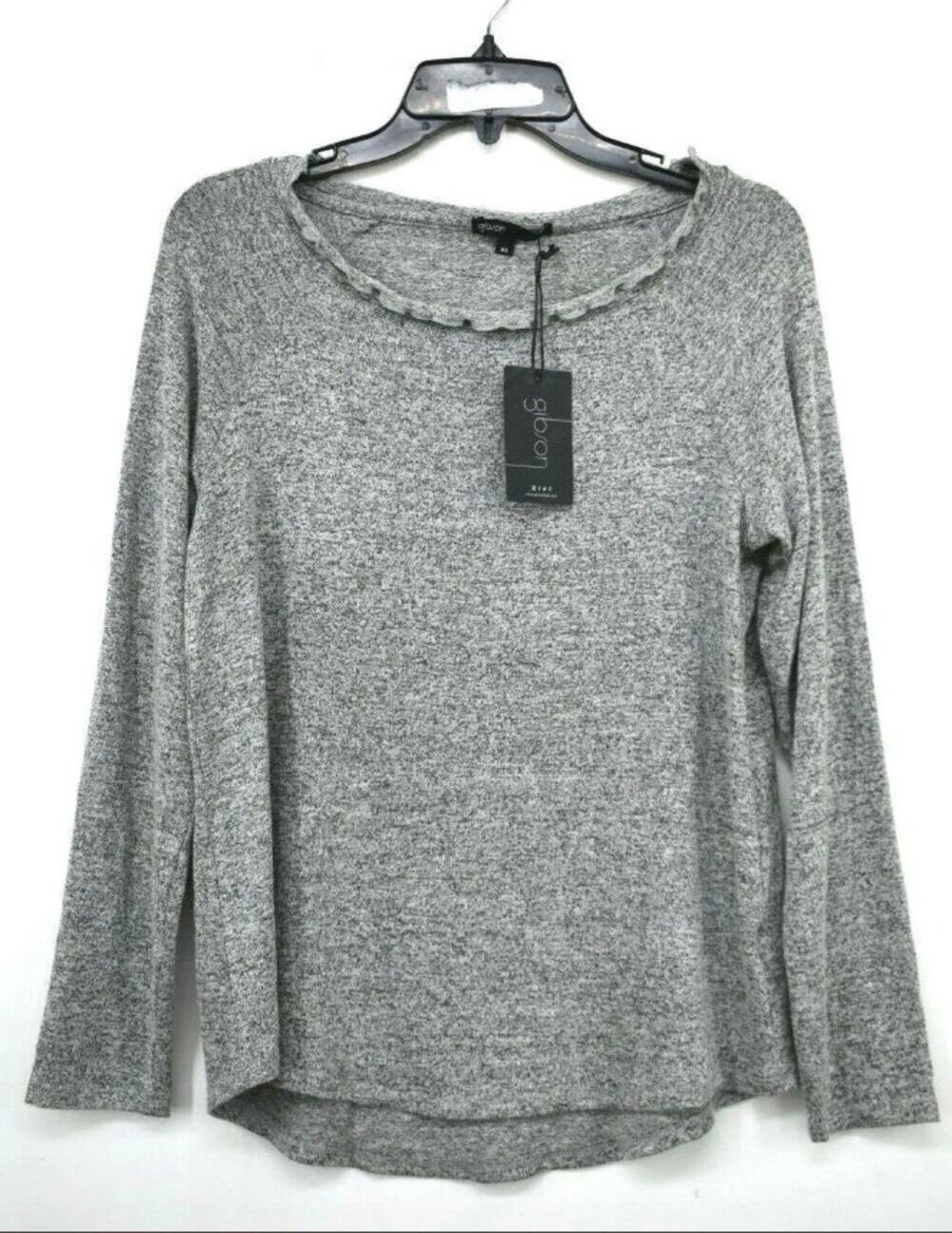 Gibson top shirt Stripe Ruffled Edge Raglan Pullover Style Crew Neck NWT Size XS